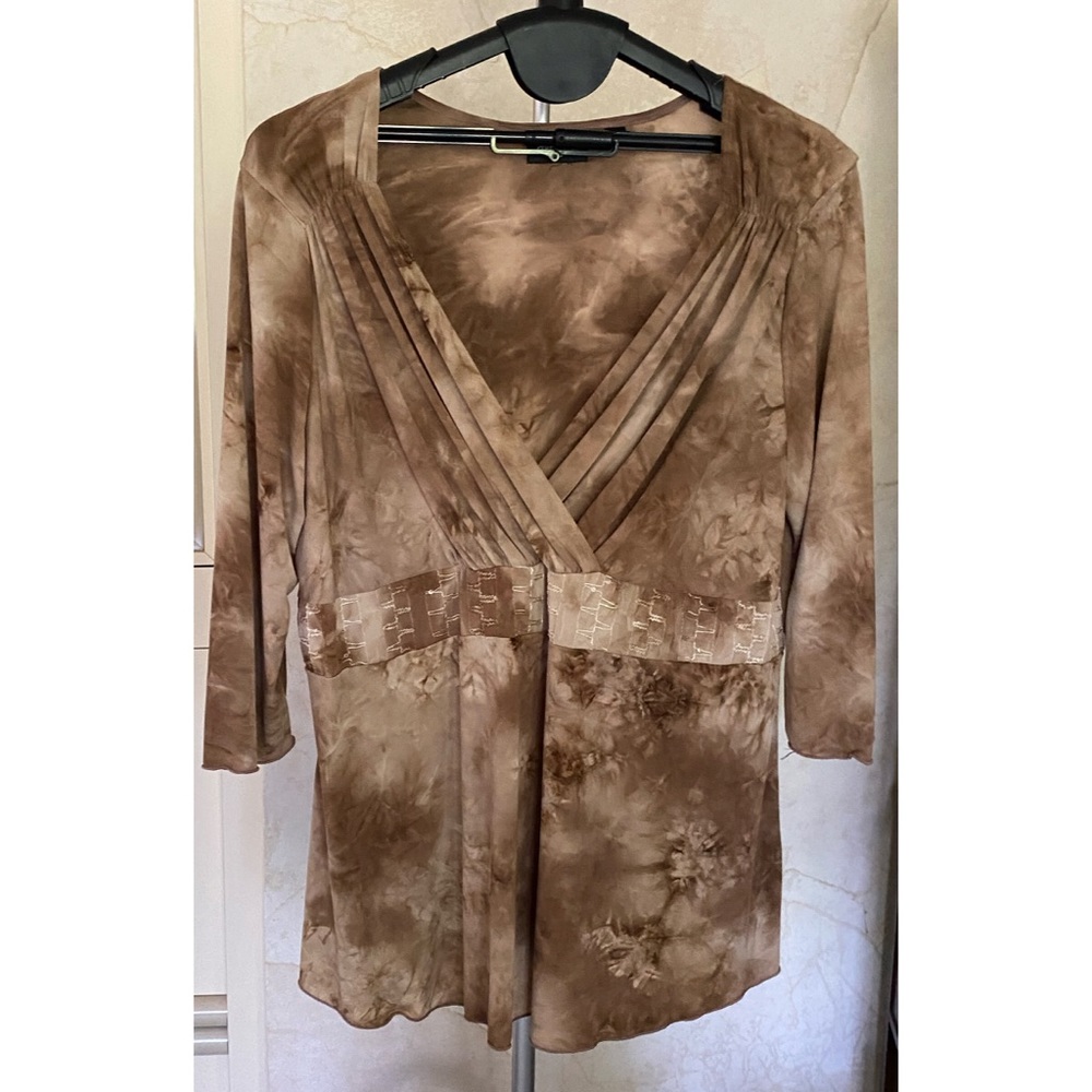 Avenue tie dye /sequin cocoa tones plus size top